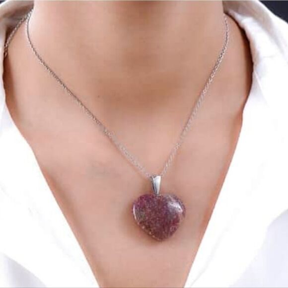 Karis Rhodonite Heart Pendant Necklace - Picture 6 of 15